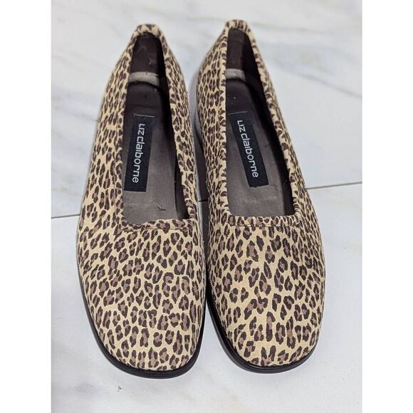 Liz Claiborne Girl's Black & Tan Leopard Print Fabric Flats Shoe Size 5.5M - Picture 8 of 8